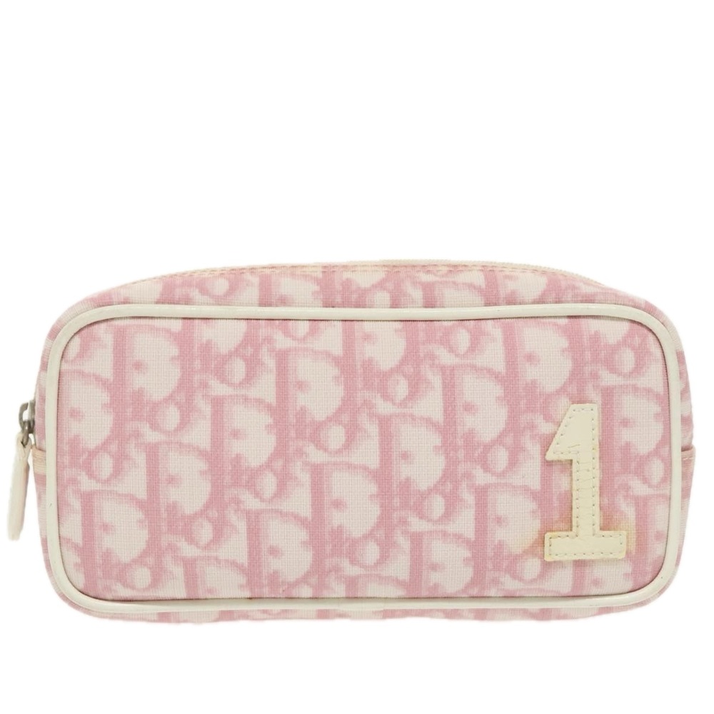 Christian Dior Trotter Canvas Pouch Pink Silver Auth hk1748 - Picture 13 of 16